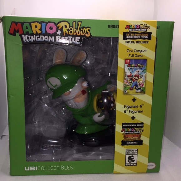 Nintendo Switch Mario Rabbids + Kingdom Battle Full Game + Rabbid Luigi Figurine - Picture 1 of 12